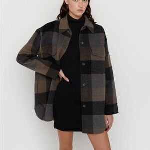 OAK + FORT Plaid Wool Blend Shacket